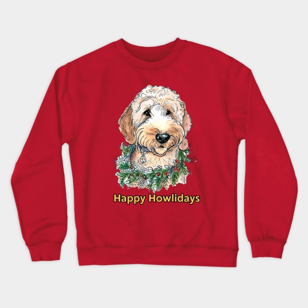 Happy Howlidays Labradoodle Crewneck Sweatshirt by ZogDog Pro